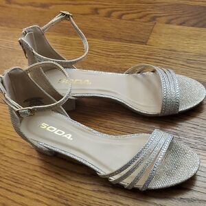 Soda Women's Glittering Silver And Gold Heels